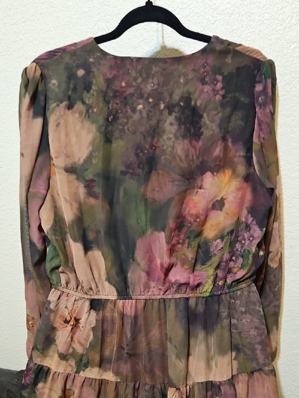 Boho Floral Tiered Maxi Dress in Dusty Rose and Olive by Unknown - Picture 7 of 10